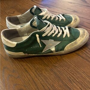 Golden Goose Green and White Sneakers